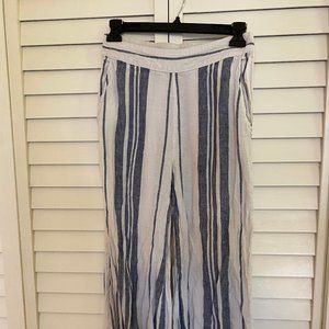 C & C / Blue and White Stripped Linen Pants/ XS